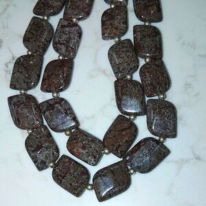 Natural Jasper Stone Necklace with Matching Fishhook Earrings